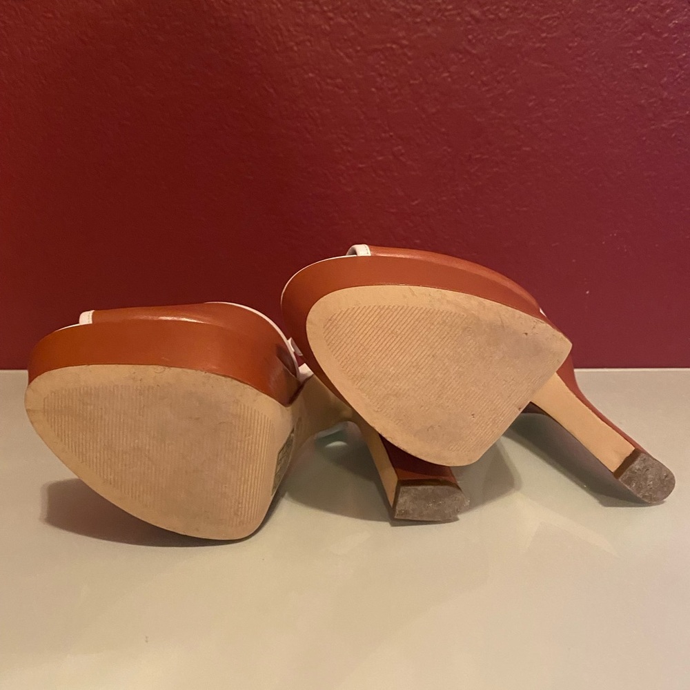 Brown and white Michael Kors heels